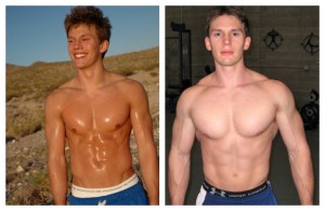 Nate Green before and after his Scrawny To Brawny transformation